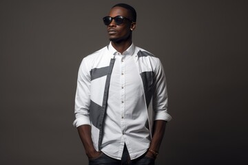 Obraz premium A photograph of a man wearing a white shirt and black tie.