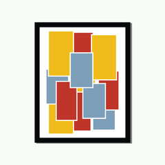 geometric shapes colorful paper rectangle modernism aesthetic poster brutalism abstract layout framed contemporary scandinavian mid century digital A3 A4 print book home wall decoration fabric card