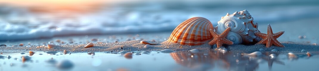 textured seashells on a sandy beach, in the style of laowa 100mm f/2.8 2x ultra macro apo