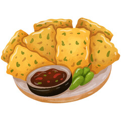 Tempe Mendoan Indonesian Food Watercolor