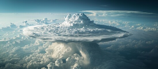 A mushroom-shaped cumulonimbus cloud resembling an anvil head.