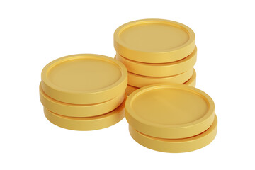3D illustration stack of golden coins