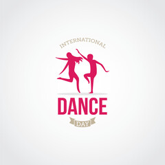 International Dance Day Vector Illustration. It's a day to appreciate the art form of dance in all its forms, from ballet and contemporary to hip-hop and traditional folk dances.  flat style design.