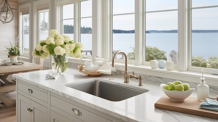 Coastal Grandmother Chic: Soothing Neutrals & Timeless Comfort in the Kitchen