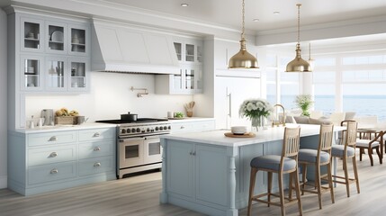Coastal Grandmother Chic: Soothing Neutrals & Timeless Comfort in the Kitchen