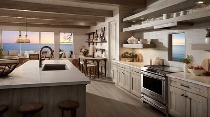 Coastal Grandmother Chic: Soothing Neutrals & Timeless Comfort in the Kitchen