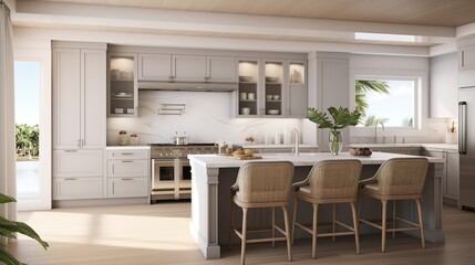 Coastal Grandmother Chic: Soothing Neutrals & Timeless Comfort in the Kitchen