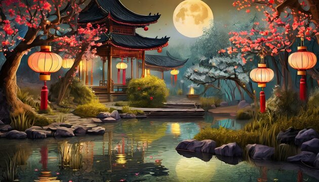 chinese temple in the night
