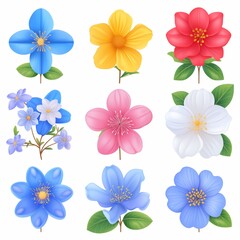 Obraz premium spring element set collection,tropical flowers and leaves,isolated on white background