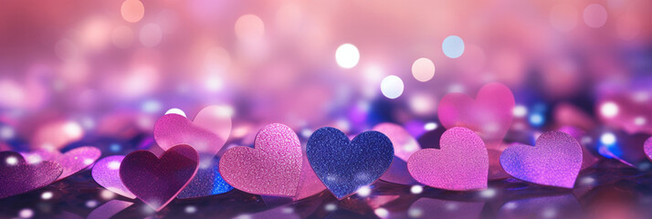 Valentine's Day background with heart shaped bokeh lights