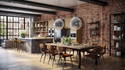 Eclectic Loft Kitchen: Exposed Architectural Beauty and Creative Mix