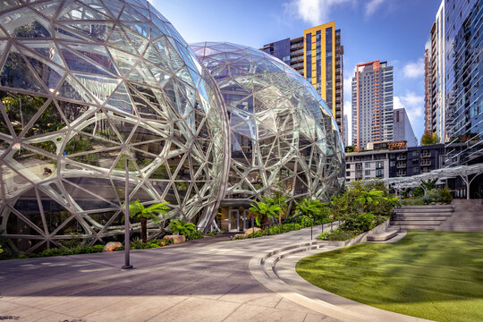 Seattle, Washington, USA - Sep 2, 2019: Amazon Spheres building