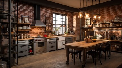 Eclectic Loft Kitchen: Exposed Architectural Beauty and Creative Mix