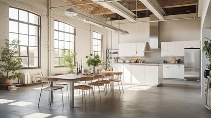 Eclectic Loft Kitchen: Exposed Architectural Beauty and Creative Mix