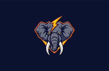 elephant with lightning  vector design illustration