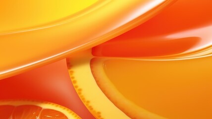The close up of a glossy metal surface in tangerine orange and lemon yellow colors with a soft focus. Generative AI AIG30. generative AI