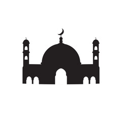 mosque in flat design style cute isolated on white background and date palm tree , vector illustratio