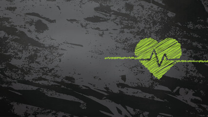 Abstract Wellness Green Background, Heart on Blackboard
