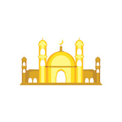 mosque in flat design style isolated on white background , vector illustration yellow color