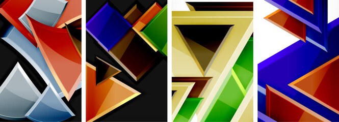 Triangle composition poster background set for wallpaper, business card, cover, poster, banner, brochure, header, website