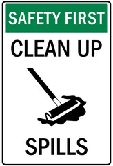 spill sign clean up spill