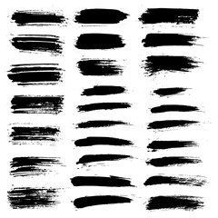 Vector set black brush stroke.