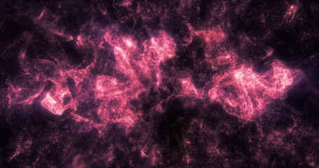 Abstract purple waves and smoke from particles of energy magical bright glowing liquid, background