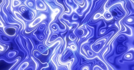 Abstract blue waves of iridescent energy liquid and magical bright glowing lines, background
