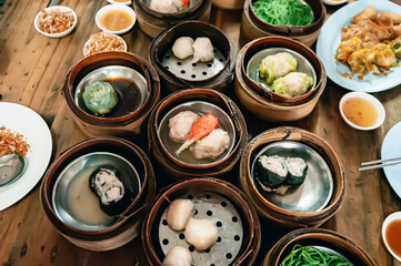 Dim sum, steamed cooked food It is an East Asian appetizer.