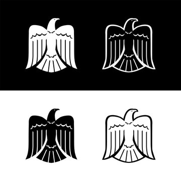 Eagle wing spread set for flight company logo design mascot character and emblem