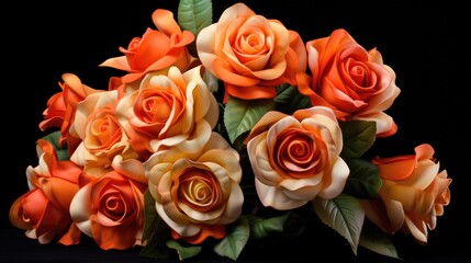 A bouquet of orange roses. A luxurious gift for Valentine's Day and women's Day.