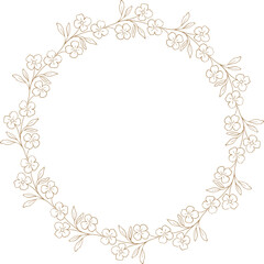Line Art Floral Leaves Circular Frame