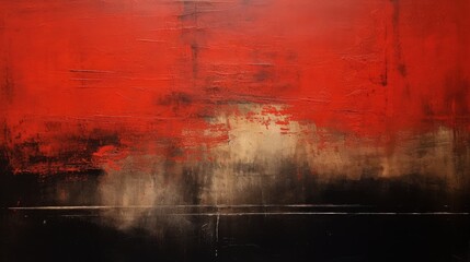Dramatic red and black abstract painting.