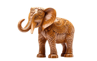 Artisan Crafted Elephant Sculpture on Transparent Background, PNG, Generative Ai