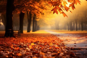 Naklejka na ściany i meble Illustration Gorgeous autumn landscape within a park