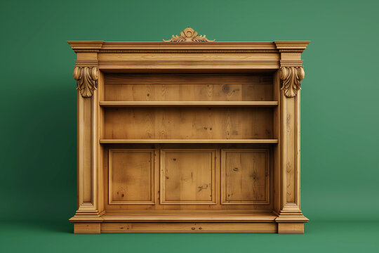 Wooden wardrobe, baroque wooden cabinet.