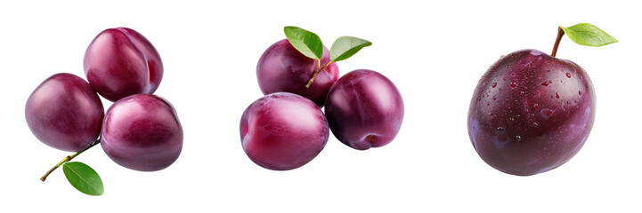 Obraz premium Set of a plum, on a Transparent Background