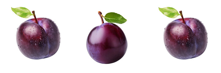 Set of a plum, on a Transparent Background