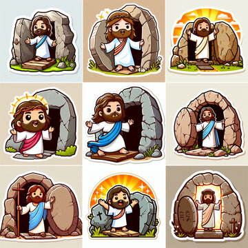 Sickers Jes&uacute;s resucitado saliendo de la tumba 