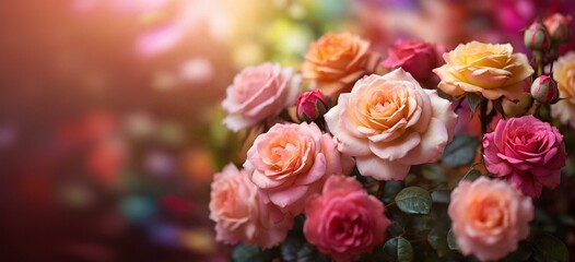 Roses with blurred background and copy space 