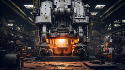 Fototapeta na wymiar Furnace factory industrial heavy steel iron plant heat metal foundry hot manufacture production