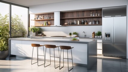 Fototapeta premium Sleek and Elegant Minimalist Kitchen Design