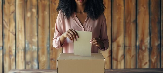 Black woman voting for government election. Generative AI technology.
