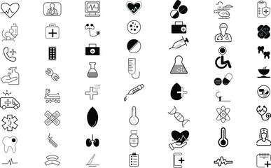 Medical care and health icon sets .