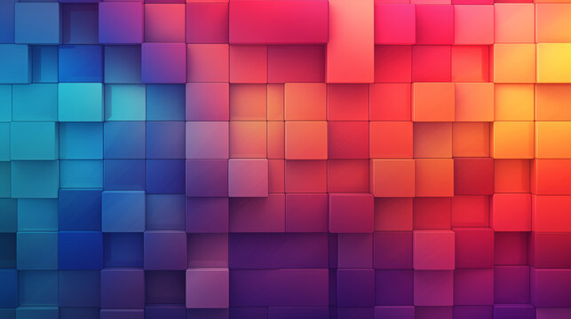 Abstract squares pattern on vibrant sky background, tesseract-inspired art.