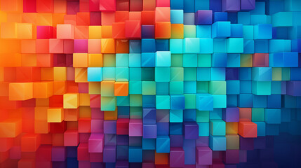 Fototapeta premium Abstract squares pattern on vibrant sky background, tesseract-inspired art.