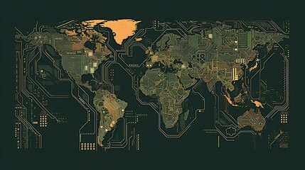 World Map as a Circuit Board. The Interconnected World