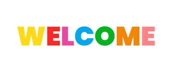 Welcome letter style on banner design with rainbow colors