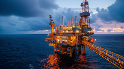 Offshore oil and gas central processing platform.
