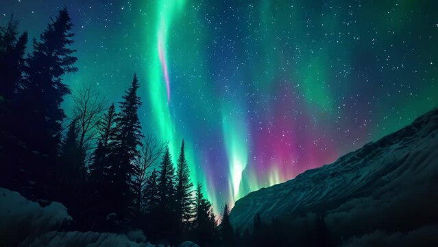 The gorgeous neon aurora appears to be alive as it illuminates the darkness of the night sky.
